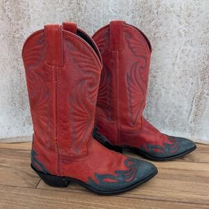 Red Western Heeled Boots